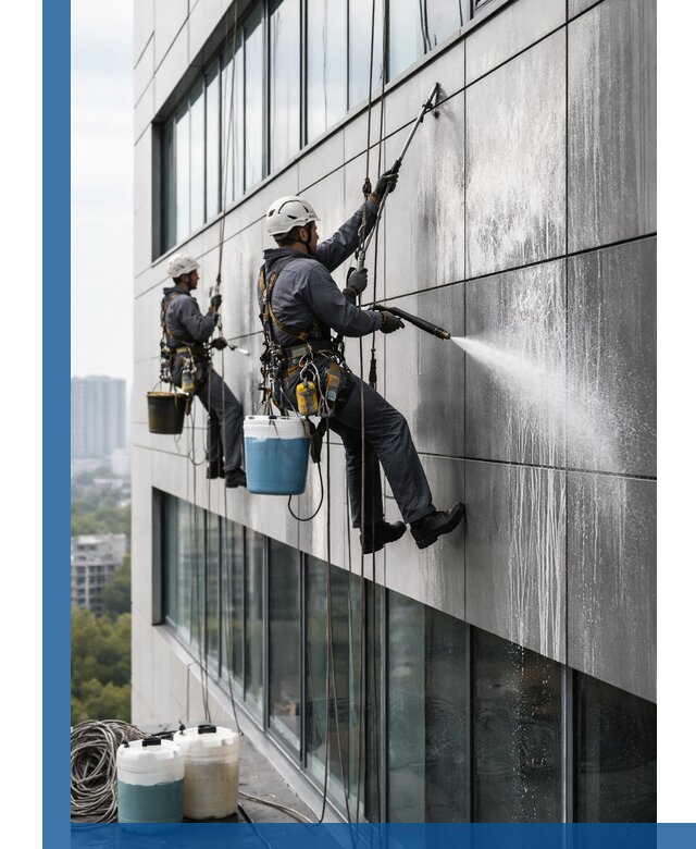 Профессиональная мойка вентилируемых фасадов в Чернушке