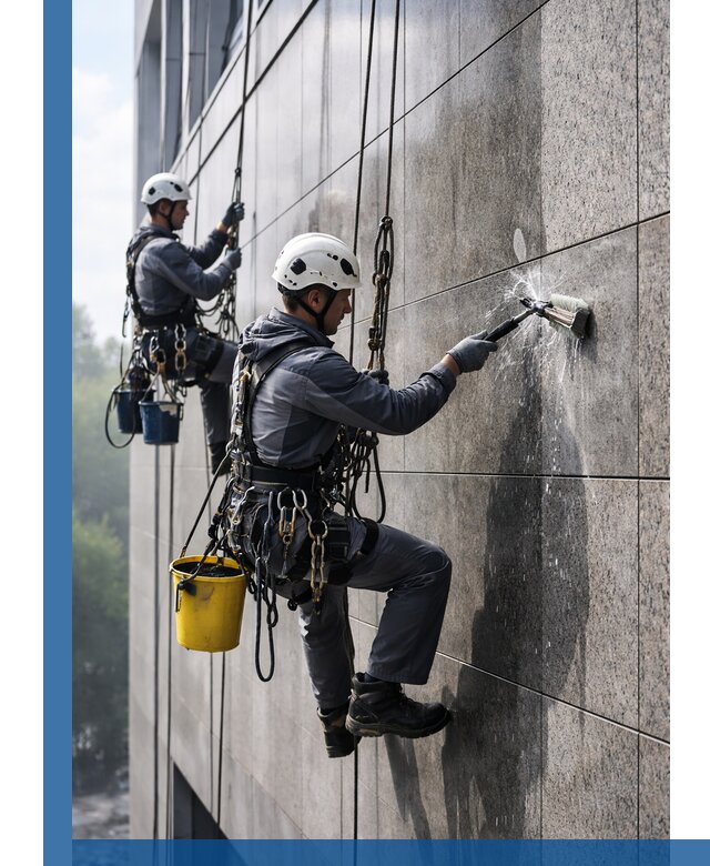 Профессиональная мойка фасада из керамогранита в Чернушке