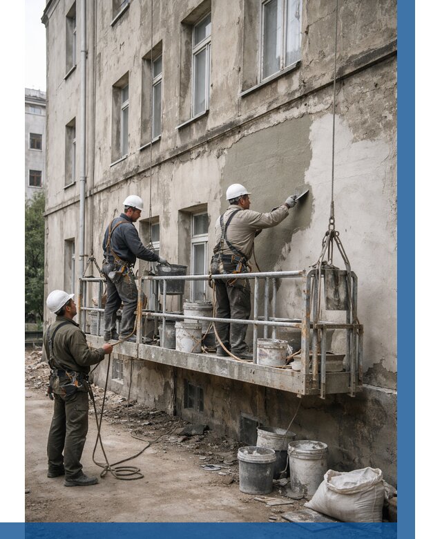 Капитальный ремонт фасада в Чернушке от 4266 р. | ВЫСОТНИК-Чрш