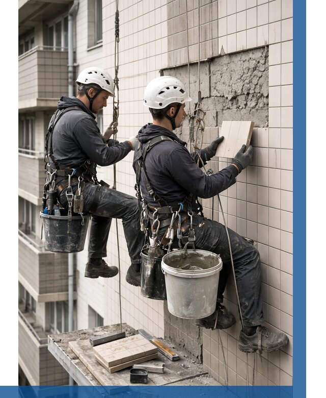 Ремонт облицовки фасада плиткой в Чернушке от 1828 р. | ВЫСОТНИК-Чрш