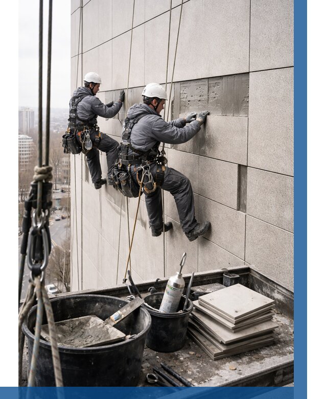 Ремонт фасада из керамогранита в Чернушке от 2539 р. | ВЫСОТНИК-Чрш