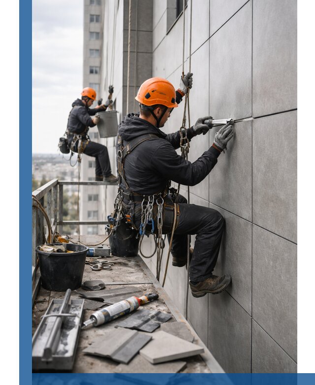 Профессиональный ремонт фасада из керамогранита в Чернушке