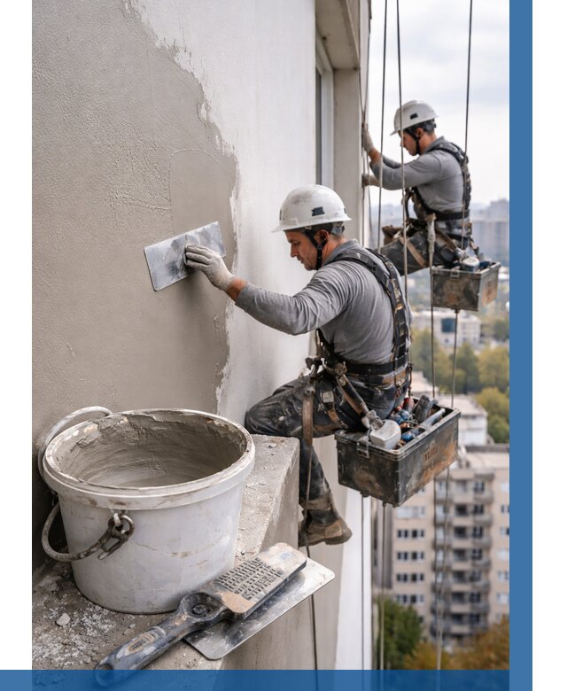 Шпаклевка фасада на высоте в Чернушке от 711 р. | ВЫСОТНИК-Чрш