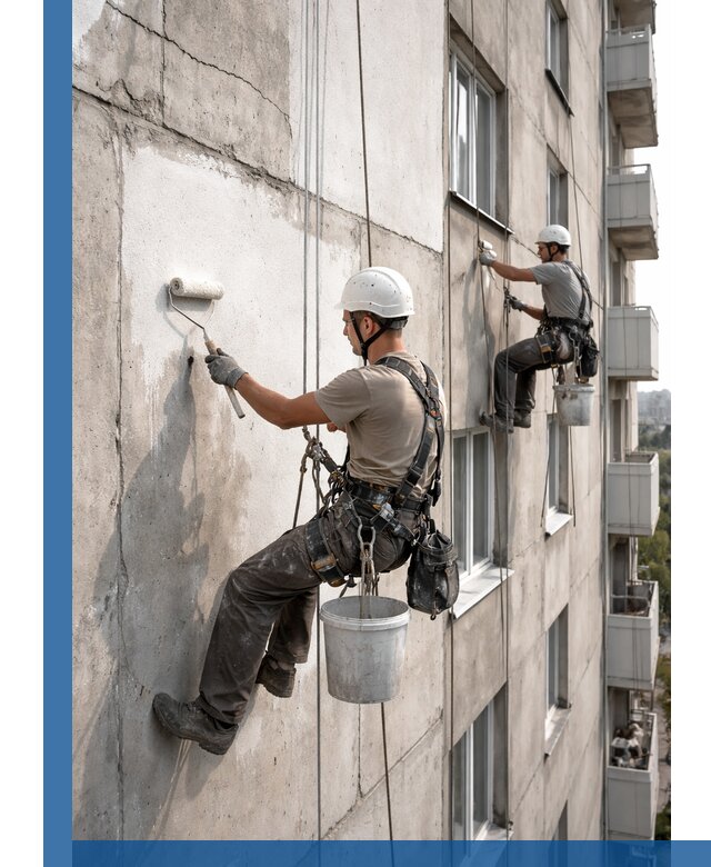 Покраска бетонного фасада в Чернушке для жилых и промышленных объектов