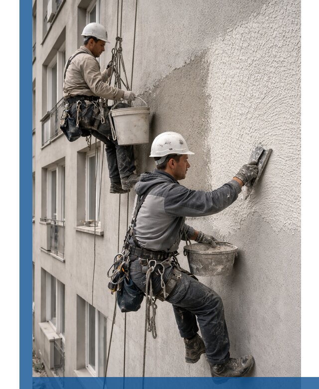 Нанесение декоративной штукатурки короед на фасад в Чернушке