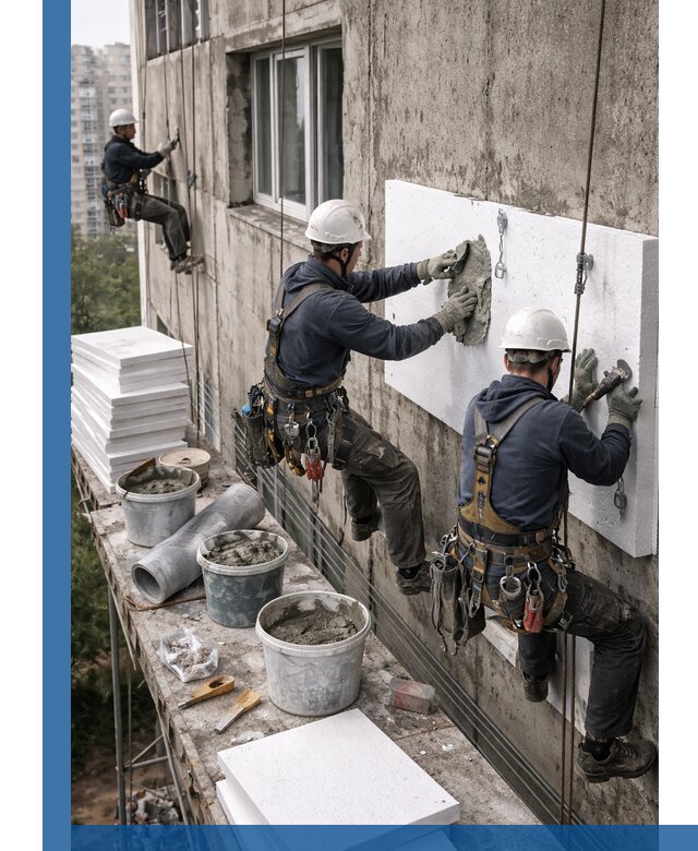 Утепление фасада пенополистиролом в Чернушке под ключ