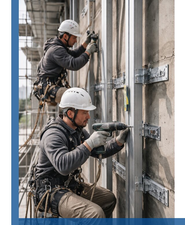 Монтаж и крепление подсистемы вентфасада в Чернушке