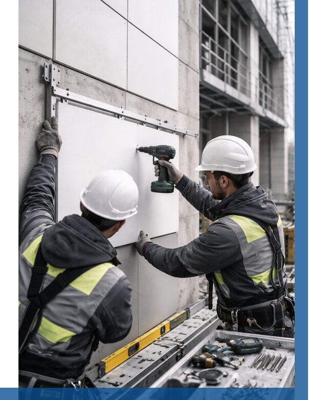 Монтаж композитных панелей фасада в Чернушке от 2539 р. | ВЫСОТНИК-Чрш