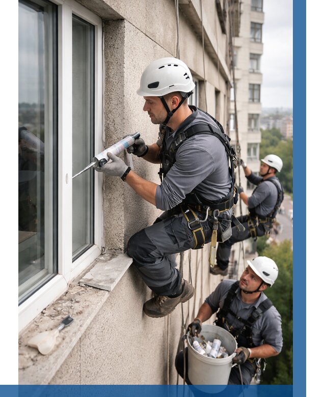 Герметизация оконных швов снаружи в Чернушке от 1523 р. | ВЫСОТНИК-Чрш