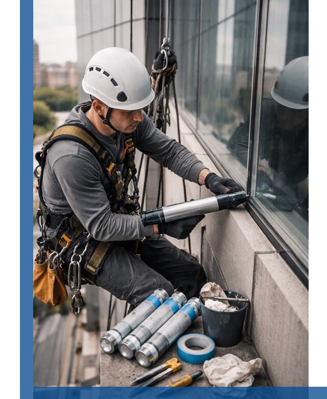 Герметизация стыков витража в Чернушке для герметичных фасадов