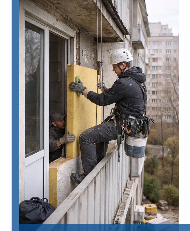 Профессиональное утепление балкона снаружи в Чернушке под ключ
