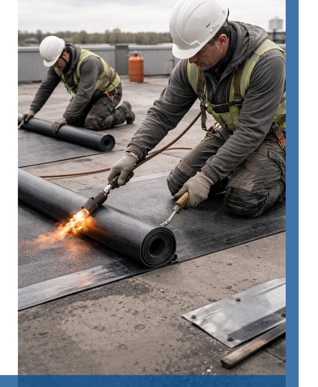 Монтаж наплавляемой кровли в Чернушке от 863 р. — ВЫСОТНИК-Чрш