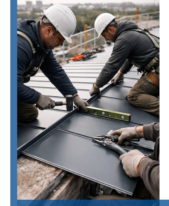 Монтаж фальцевой кровли в Чернушке для промышленных зданий