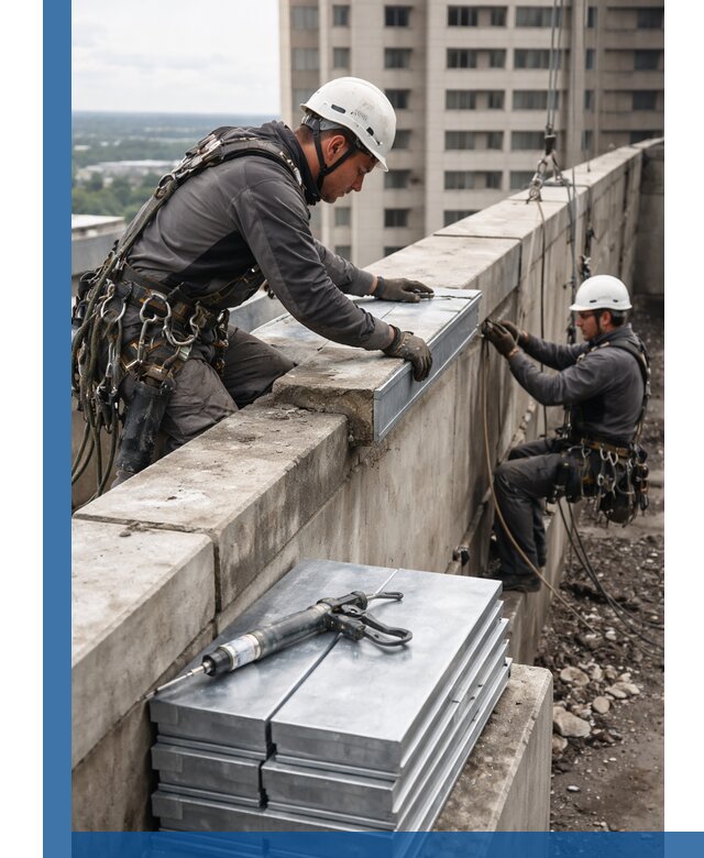 Замена парапетных крышек и установка новых в Чернушке