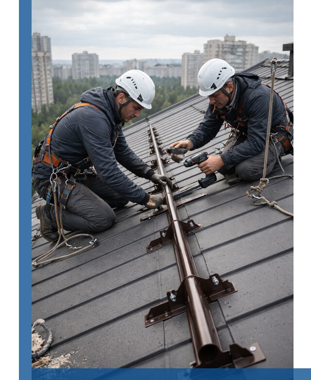 Монтаж снегозадержателей на кровле зданий в Чернушке под ключ