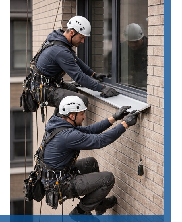 Монтаж оконных отливов под ключ в Чернушке от 3555 р. | ВЫСОТНИК-Чрш