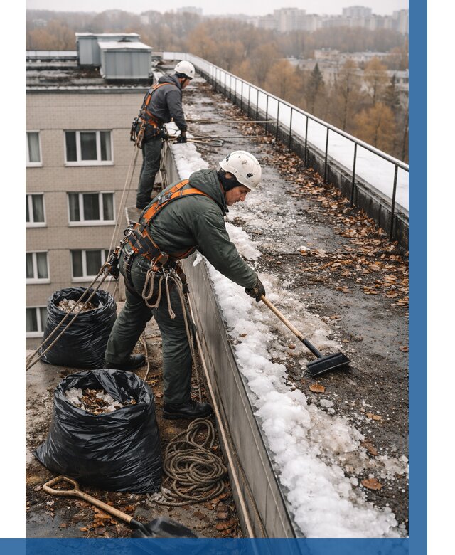 Очистка кровли по периметру в Чернушке от 559 р. | ВЫСОТНИК-Чрш