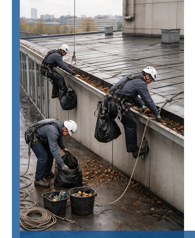 Очистка кровли по периметру в Чернушке силами промышленных альпинистов
