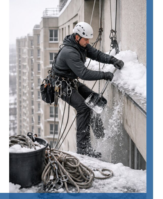 Очистка карнизов от снега в Чернушке от 305 р. | ВЫСОТНИК-Чрш