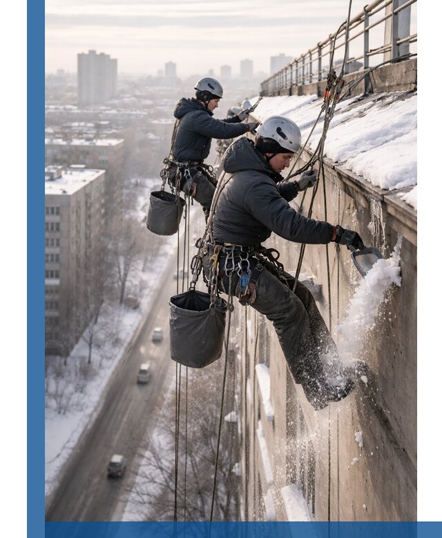 Очистка карнизов от снега в Чернушке профессионально и безопасно