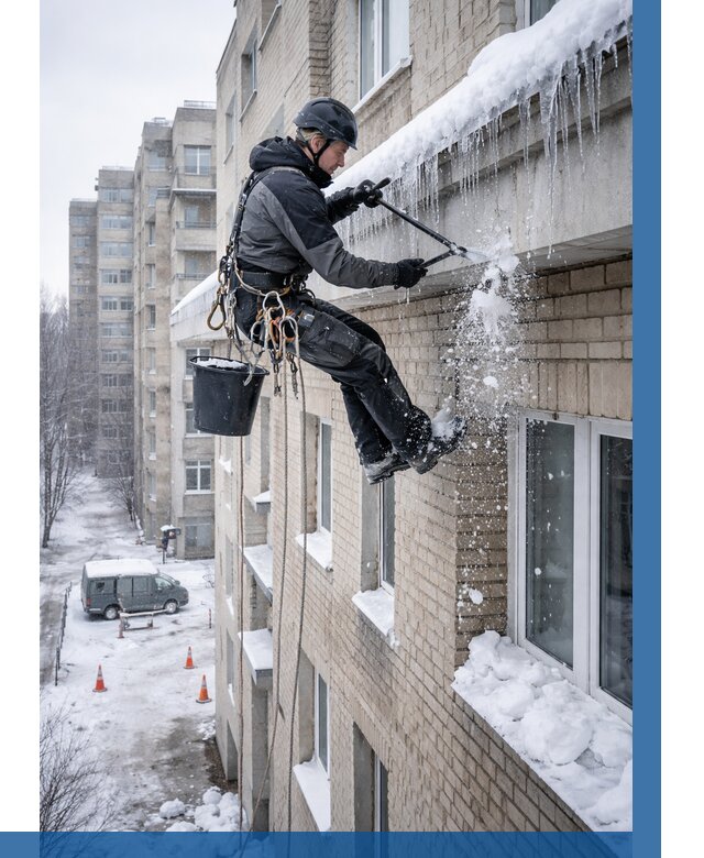 Удаление наледи с карнизов в Чернушке от 355 р. | ВЫСОТНИК-Чрш