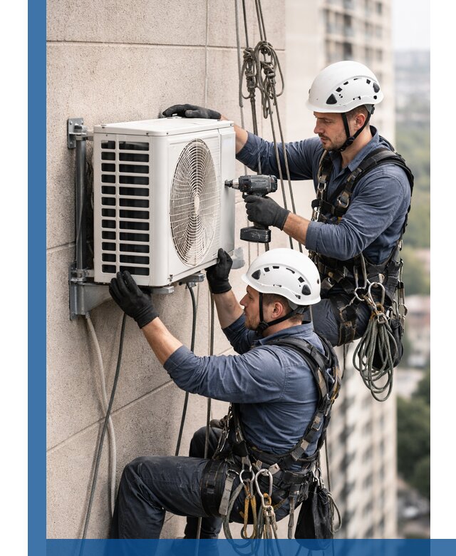 Монтаж внешнего блока кондиционера в Чернушке установка и крепление