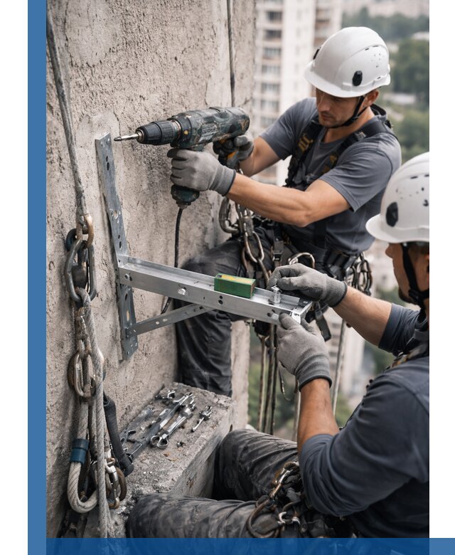 Установка кронштейнов кондиционера и крепежа в Чернушке