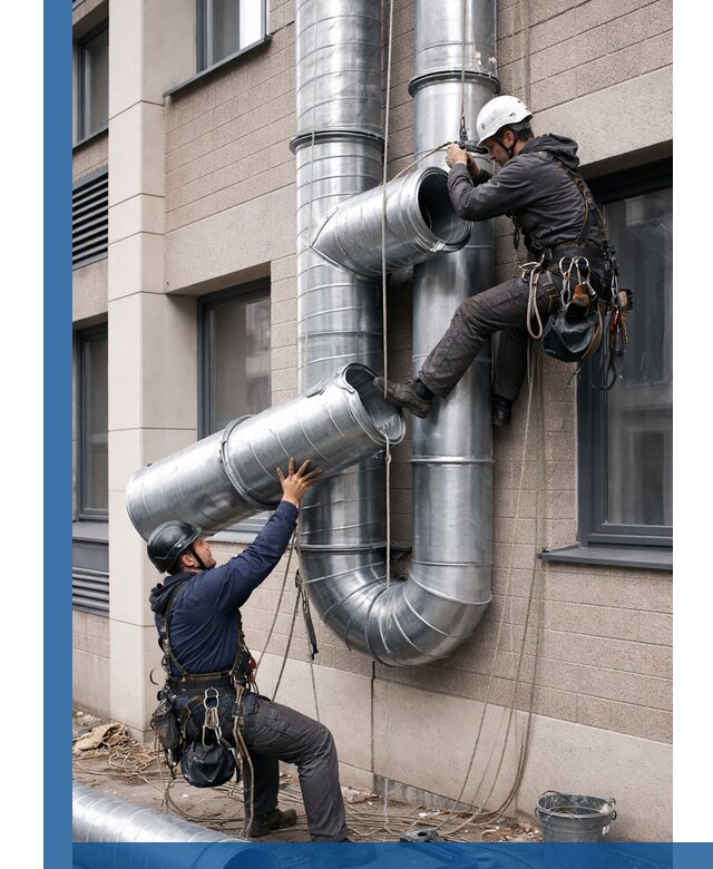 Монтаж фасадных воздуховодов в Чернушке с герметизацией и крепежом