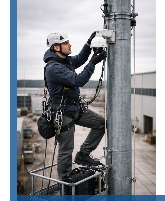 Профессиональная установка видеокамер на мачте в Чернушке