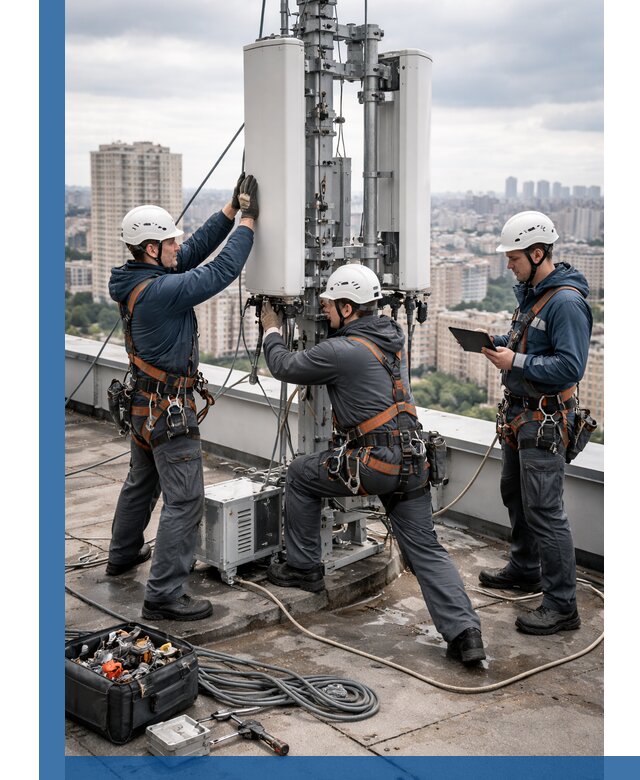 Монтаж антенн связи на крыше в Чернушке с вводом в эксплуатацию