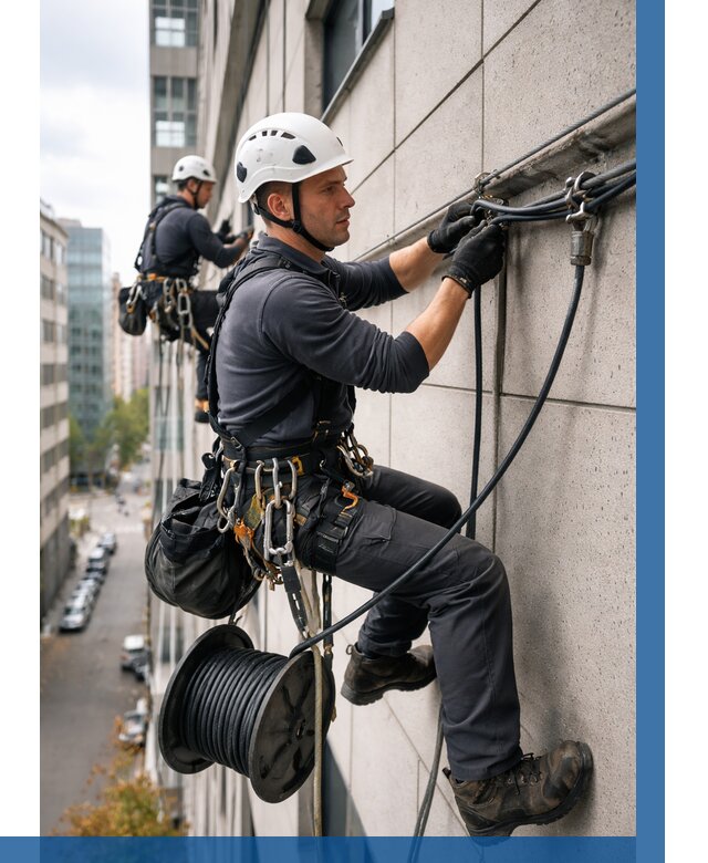 Прокладка кабеля по фасаду в Чернушке от 355 р. | ВЫСОТНИК-Чрш