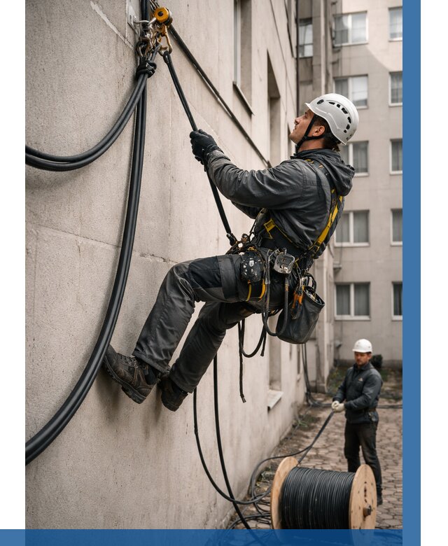 Протяжка кабеля питания на высоте в Чернушке от 457 р. | ВЫСОТНИК-Чрш