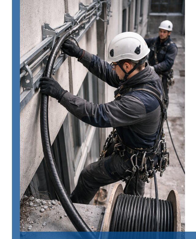 Протяжка кабеля питания на высоте в Чернушке с гарантией безопасности и качества