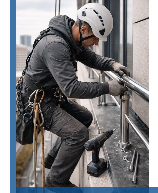 Монтаж ограждений на высоте в Чернушке для зданий и конструкций