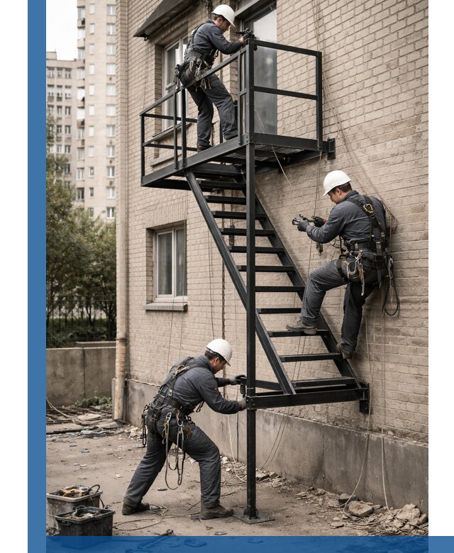 Монтаж пожарной лестницы в Чернушке, установка и крепление