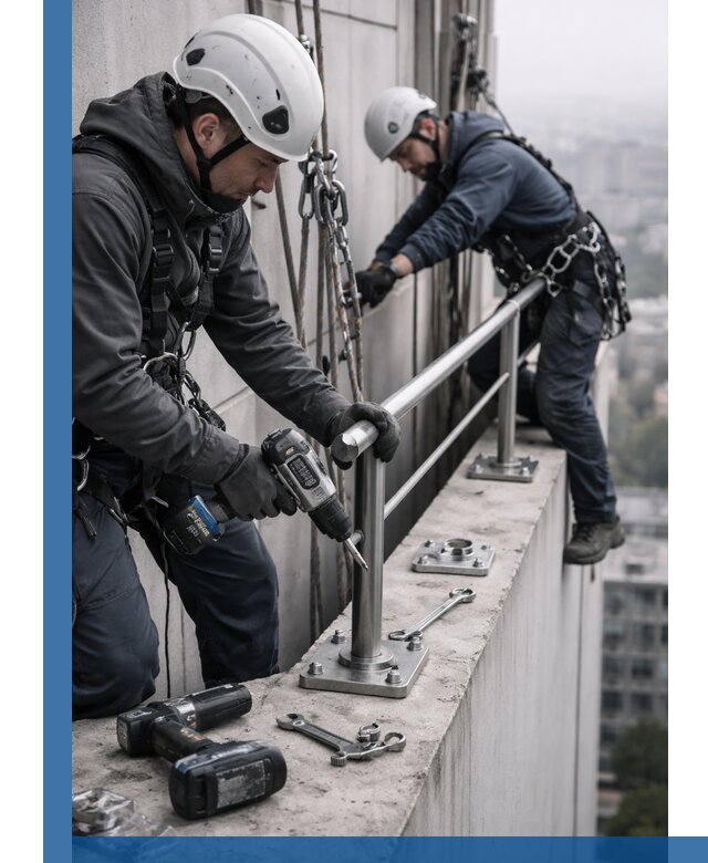 Монтаж перил на высоте в Чернушке для жилых и промобъектов