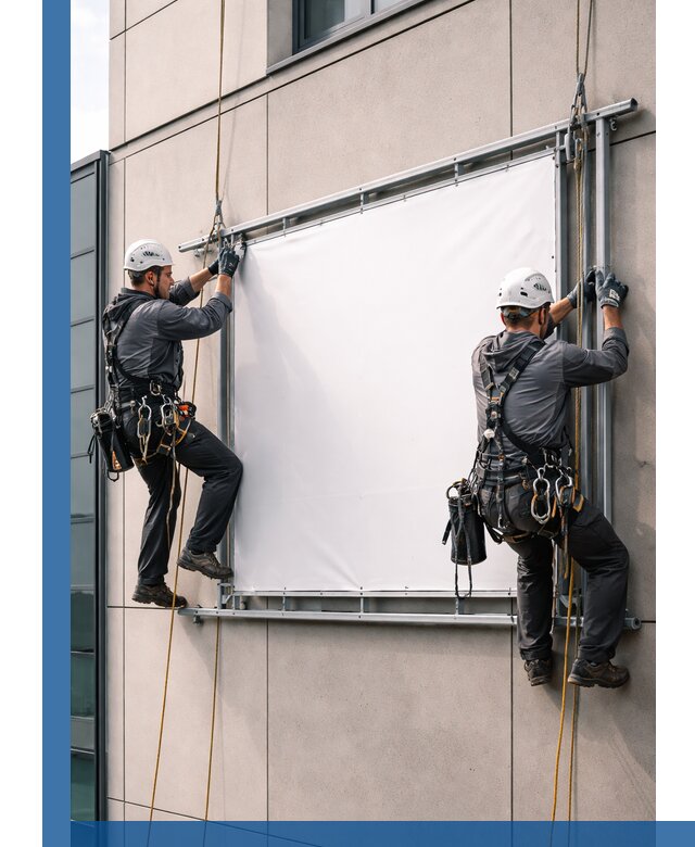Монтаж наружной рекламной вывески в Чернушке под ключ
