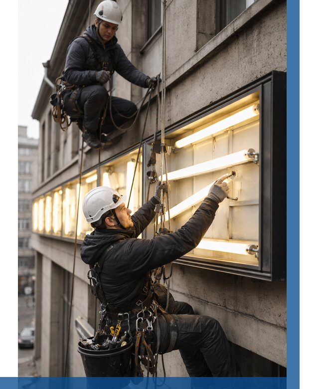 Замена ламп в вывеске в Чернушке под ключ от 3555 р. | ВЫСОТНИК-Чрш