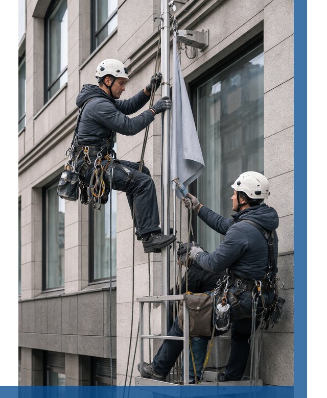 Установка флагов на фасаде в Чернушке от 4570 р. | ВЫСОТНИК-Чрш