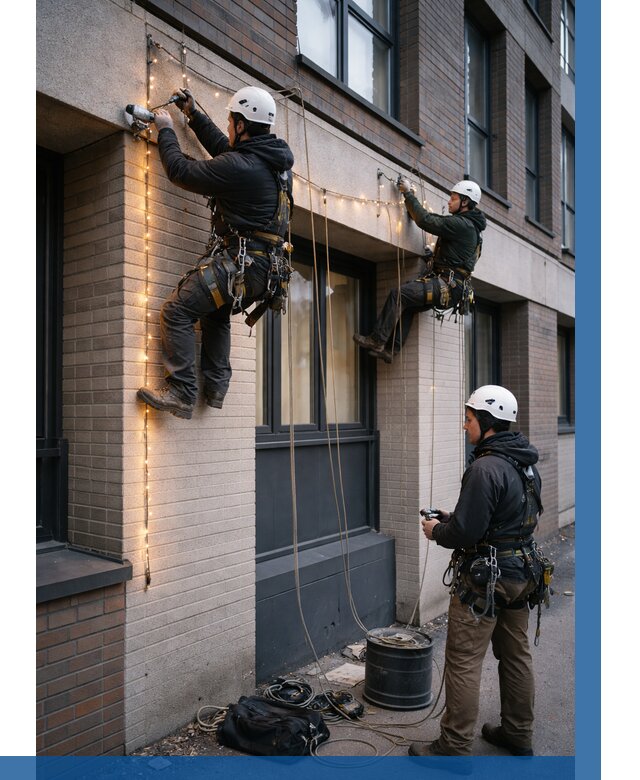 Монтаж гирлянд на фасаде в Чернушке от 3555 р. | ВЫСОТНИК-Чрш