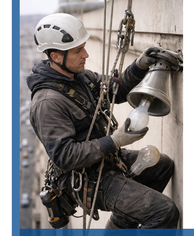 Замена ламп на высоте в Чернушке профессионально и быстро