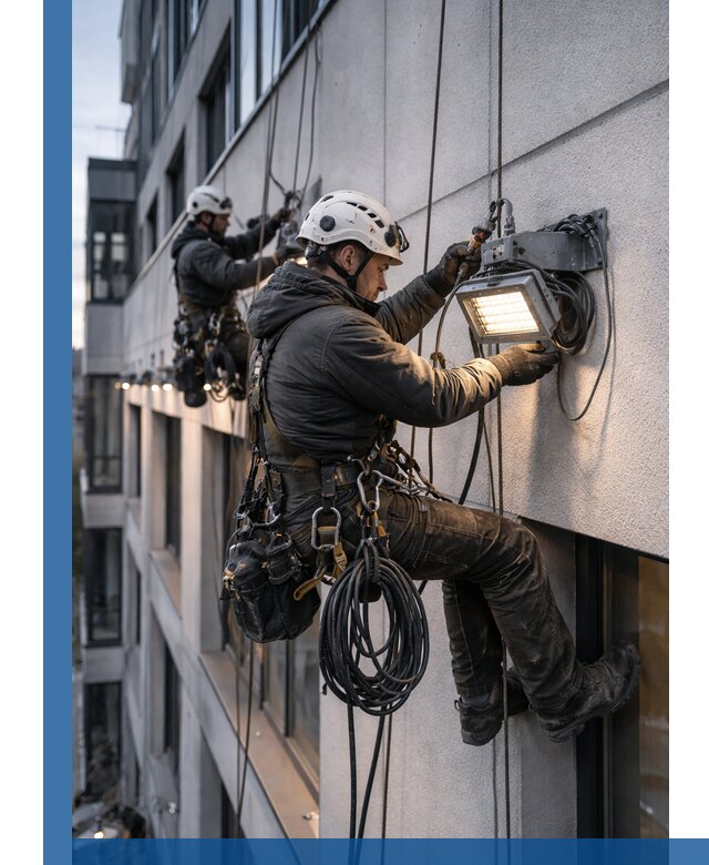 Монтаж фасадного освещения в Чернушке установка и подключение