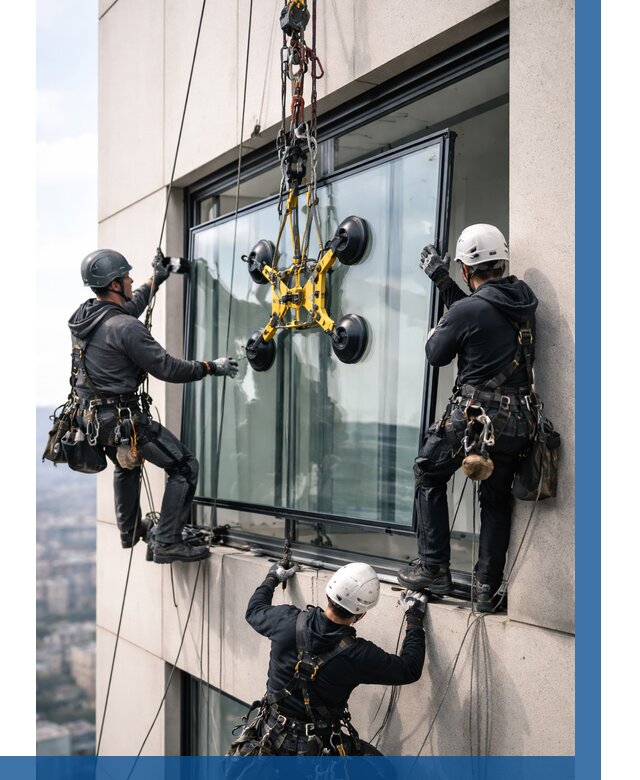 Монтаж стеклопакетов на высоте в Чернушке от 3250 р. | ВЫСОТНИК-Чрш