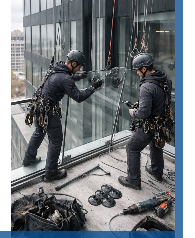 Монтаж стеклянных ограждений в Чернушке от 2539 р. | ВЫСОТНИК-Чрш