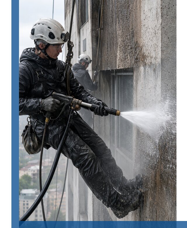 Гидроструйная очистка фасадов и конструкций в Чернушке