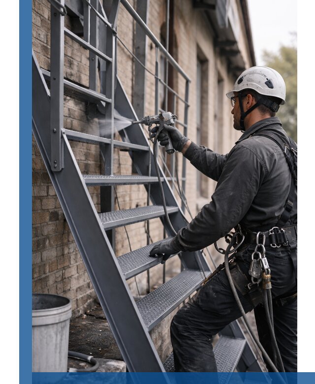 Покраска и антикоррозионная защита пожарных лестниц в Чернушке