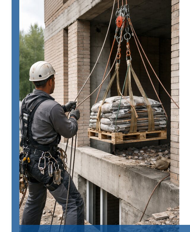 Подъем материалов на этаж веревками в Чернушке оперативно