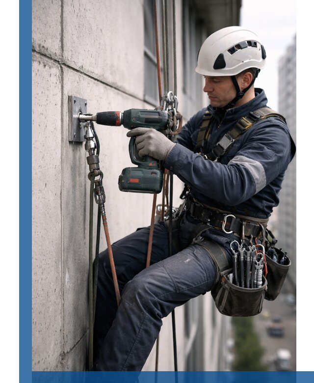 Установка анкерных точек для высотных работ в Чернушке